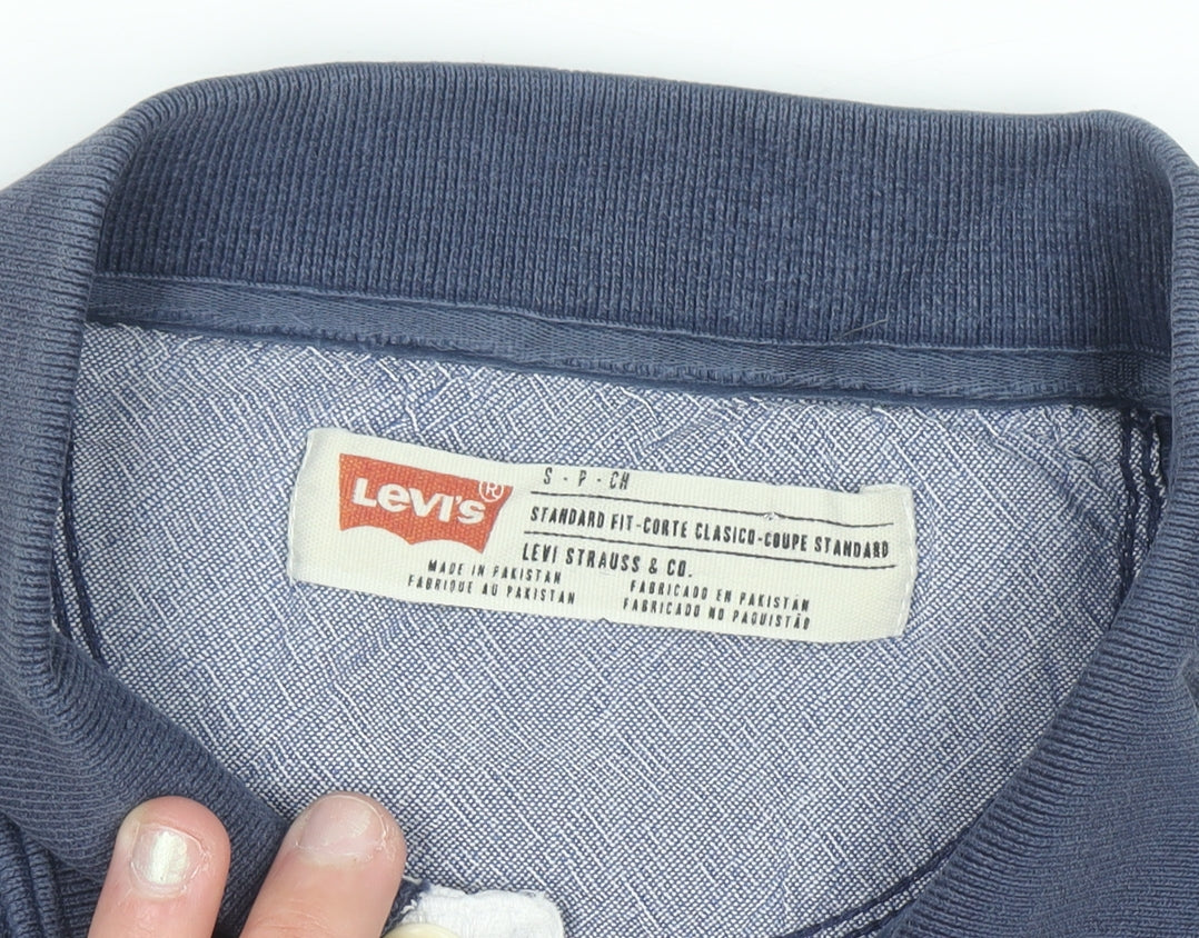 Levi's Men's Blue Striped Classic Fit Cotton Polo Shirt Size S