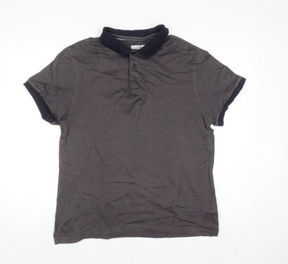 Jasper Conran Men's Brown Cotton Short Sleeve Polo Shirt L