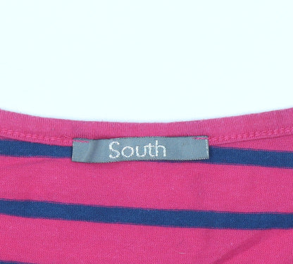 South Women's Pink Striped Long Sleeve Basic T-Shirt Size 12