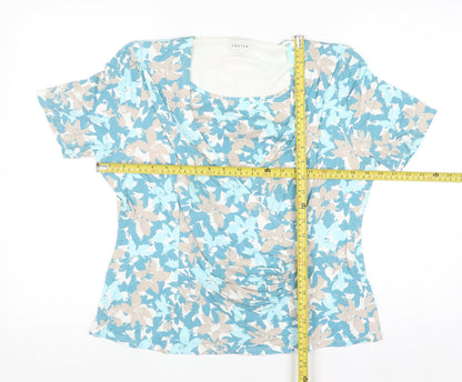 Eastex Women's Blue Floral Print Viscose Stretch Wrap Blouse UK 16