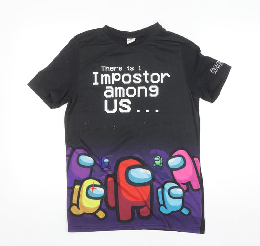 Among Us Boys Black Graphic Short Sleeve T-Shirt 13-14 Years
