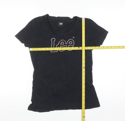 Lee Women’s Black Cotton T-Shirt S Classic Short Sleeve Top