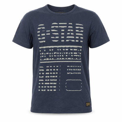 G-Star Raw Men's Navy Graphic Print Cotton Crew Neck T-Shirt Size M