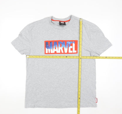 Marvel Men's Grey Graphic Crew Neck Short Sleeve T-Shirt M