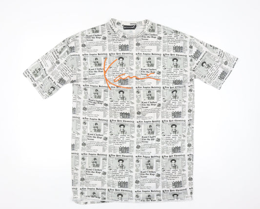 PrettyLittleThing Men’s Black & White Graphic Print Crew Neck T-Shirt XS
