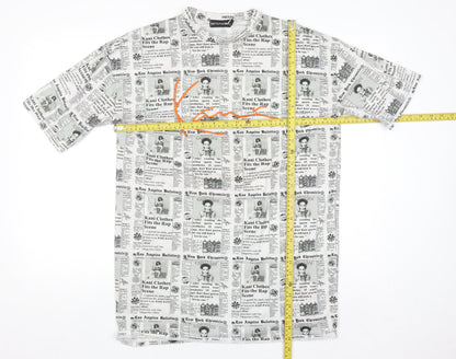 PrettyLittleThing Men’s Black & White Graphic Print Crew Neck T-Shirt XS