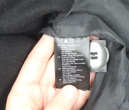 H&M Men's Black Wool Blend Pea Coat Size L 38R Double Breasted Jacket