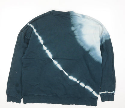 Zara Womens Blue Tie Dye Crew Neck Pullover Sweatshirt XL