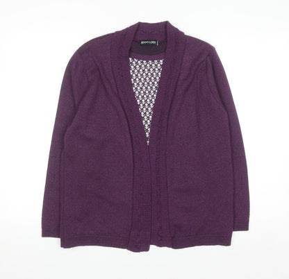 Jenny Loyd Womens Purple Knit Long Sleeve Open Cardigan M