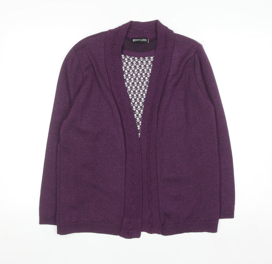 Jenny Loyd Womens Purple Knit Long Sleeve Open Cardigan M
