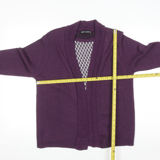 Jenny Loyd Womens Purple Knit Long Sleeve Open Cardigan M
