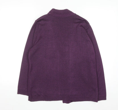 Jenny Loyd Womens Purple Knit Long Sleeve Open Cardigan M