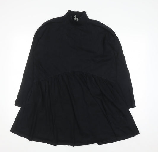 ASOS Women Black Size 12 Shift Dress Long Sleeve High Neck