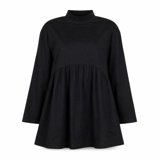 Front view of ASOS Women Black, size 12, Shift Dress Long Sleeve High Neck