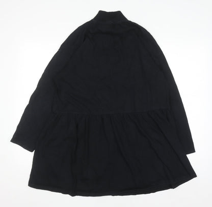 ASOS Women Black Size 12 Shift Dress Long Sleeve High Neck