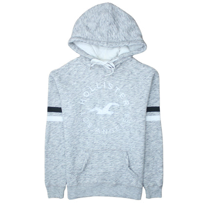 Hollister Men's Grey XS Pullover Hoodie with Logo Design
