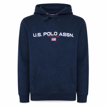 U.S. Polo Assn. Men's Blue Pullover Hoodie L Logo Graphic Cotton