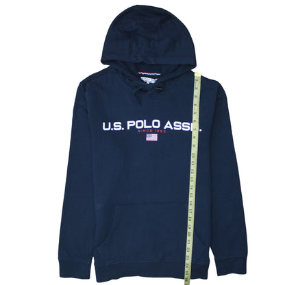 U.S. Polo Assn. Men's Blue Pullover Hoodie L Logo Graphic Cotton