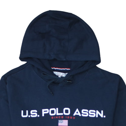 U.S. Polo Assn. Men's Blue Pullover Hoodie L Logo Graphic Cotton