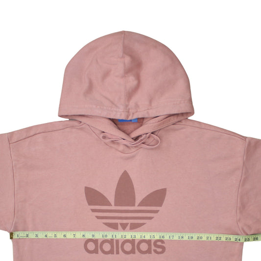 Adidas Womens Pink Pullover Hoodie UK 14 Logo Print Casual Sweatshirt