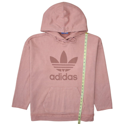 Adidas Womens Pink Pullover Hoodie UK 14 Logo Print Casual Sweatshirt