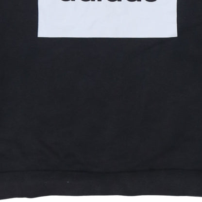Adidas Boys Black Pullover Sweatshirt 9-10 Years Regular Fit Logo Fleece