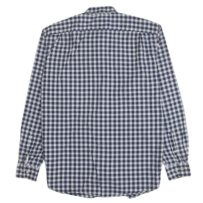 Lacoste Men's Blue Check Regular Fit Button-Down Cotton Shirt Size L