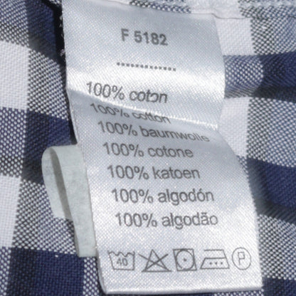 Lacoste Men's Blue Check Regular Fit Button-Down Cotton Shirt Size L