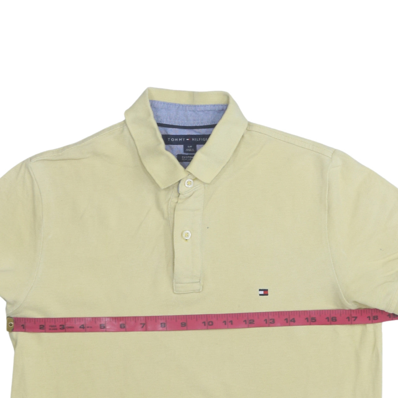 Tommy Hilfiger Men’s Beige Slim Fit Cotton Polo Shirt Size S