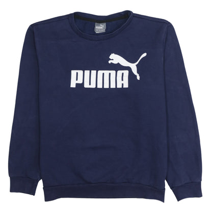 Puma Men's Blue Logo Crew Neck Fleece Sweatshirt Size M