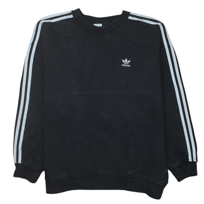 Adidas Womens Black Crew Neck Long Sleeve Pullover Sweatshirt UK 12
