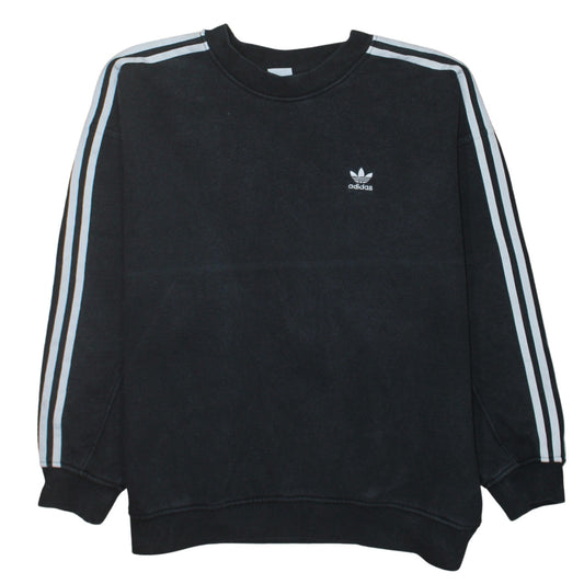 Adidas Womens Black Crew Neck Long Sleeve Pullover Sweatshirt UK 12