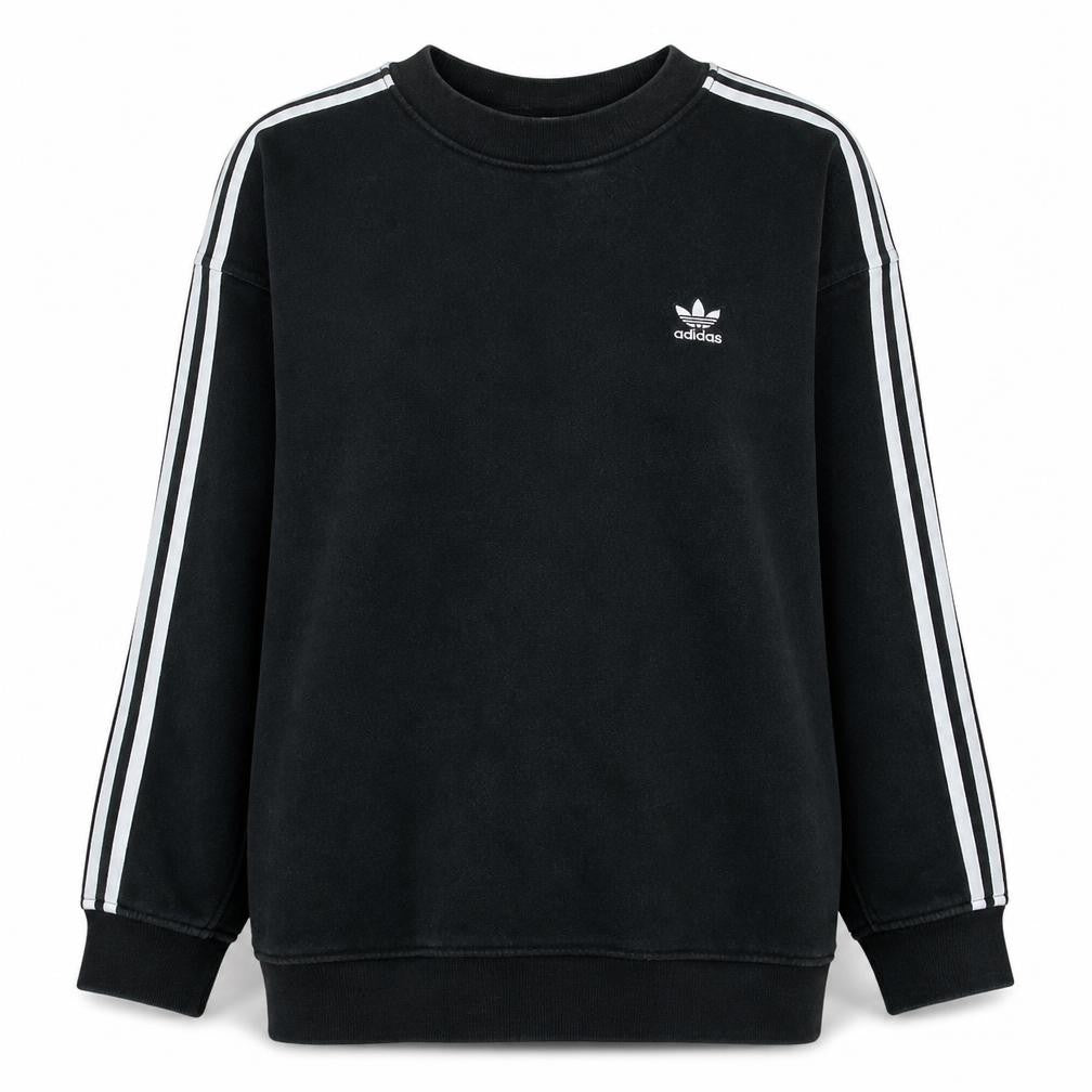 Adidas Womens Black Crew Neck Long Sleeve Pullover Sweatshirt UK 12