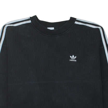 Adidas Womens Black Crew Neck Long Sleeve Pullover Sweatshirt UK 12