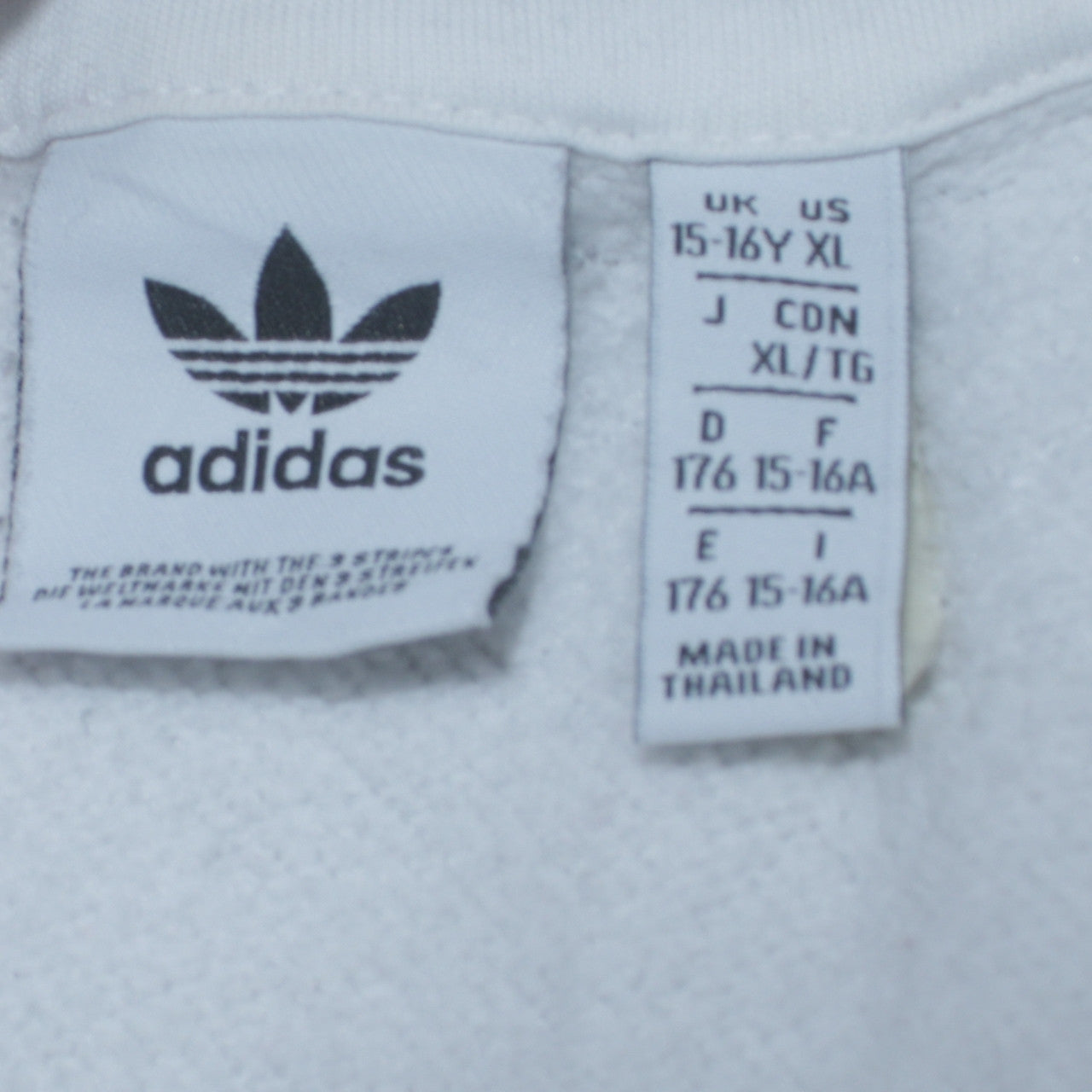 Adidas Boys White Pullover Hoodie 15-16 Years Logo Sportswear