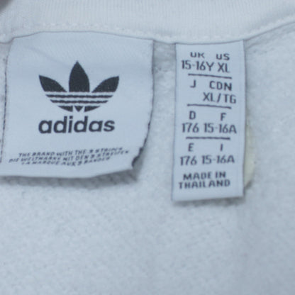 Adidas Boys White Pullover Hoodie 15-16 Years Logo Sportswear