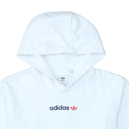 Adidas Boys White Pullover Hoodie 15-16 Years Logo Sportswear