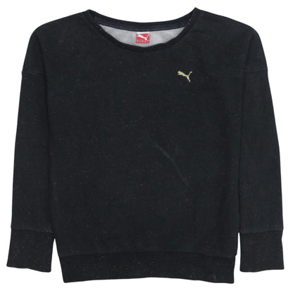 Puma Womens Black Crew Neck Pullover Sweatshirt UK 8
