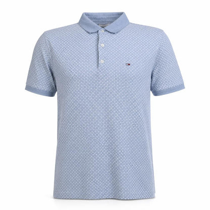 Tommy Hilfiger Denim Men's Blue Geometric Cotton Polo Shirt M