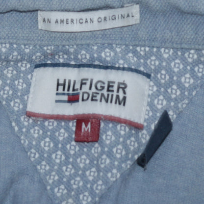 Tommy Hilfiger Denim Men's Blue Geometric Cotton Polo Shirt M