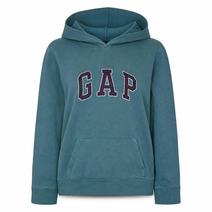 Gap Women Teal Blue Pullover Hoodie Logo Design Size M