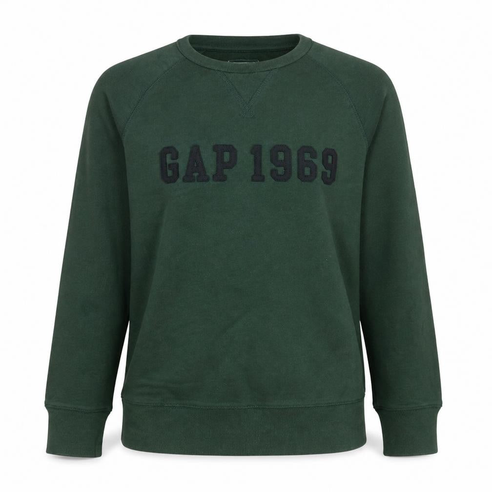 Gap Women Green Small Pullover Sweatshirt Crew Neck Cotton Casual