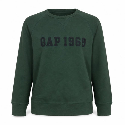 Gap Women Green Small Pullover Sweatshirt Crew Neck Cotton Casual