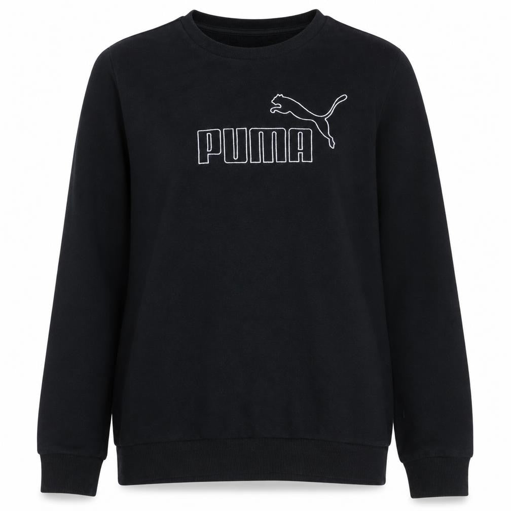 Puma Womens Black XL Pullover Sweatshirt Crew Neck Logo Print