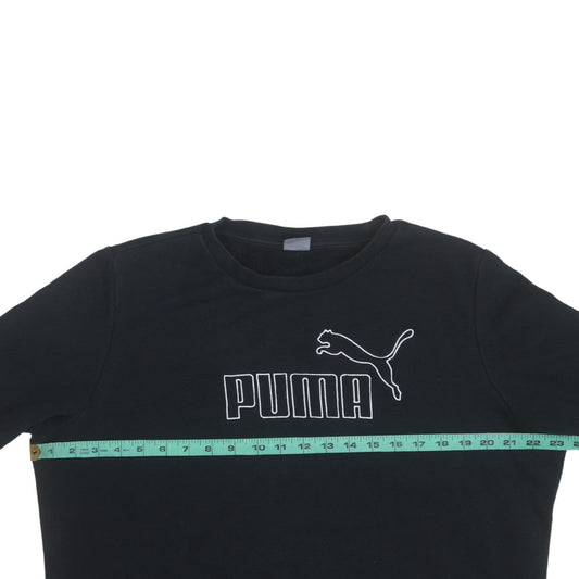 Puma Womens Black XL Pullover Sweatshirt Crew Neck Logo Print