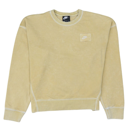 Nike Women Beige Crew Neck Pullover Sweatshirt M Cotton Blend