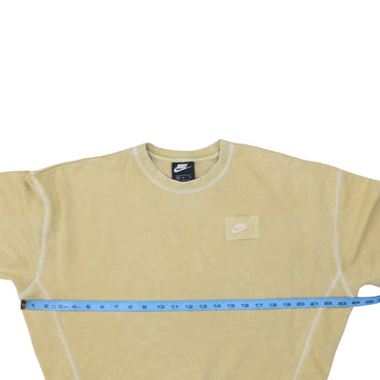 Nike Women Beige Crew Neck Pullover Sweatshirt M Cotton Blend