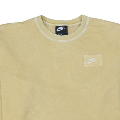 Nike Women Beige Crew Neck Pullover Sweatshirt M Cotton Blend