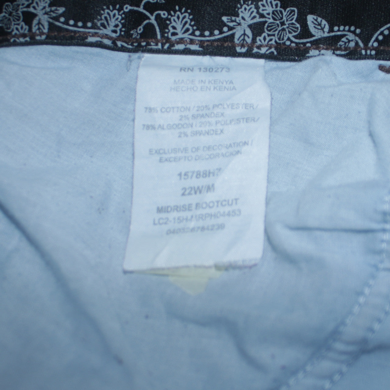 Lee Riders Womens Blue Mid Rise Bootcut Stretch Jeans Size 22