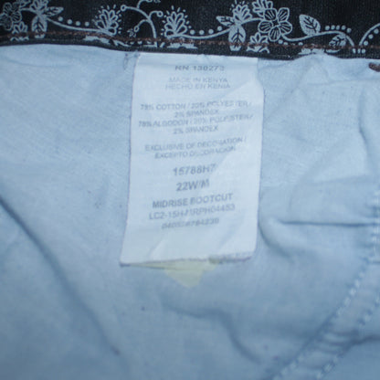 Lee Riders Womens Blue Mid Rise Bootcut Stretch Jeans Size 22